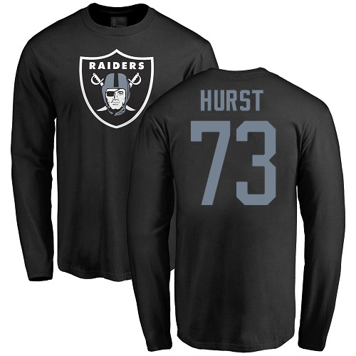Men Oakland Raiders Olive Maurice Hurst Name and Number Logo NFL Football #73 Long Sleeve T Shirt->oakland raiders->NFL Jersey